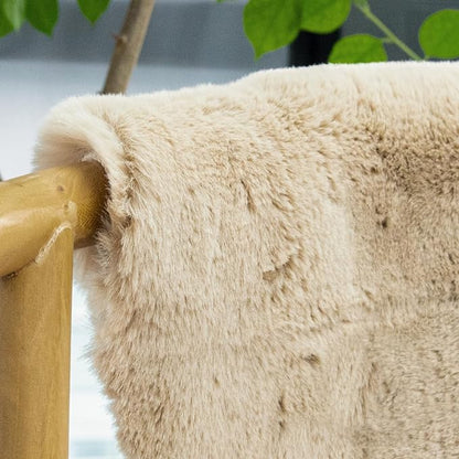 Camel Plush Shag Faux Rabbit Washable Fuzzy Fur Rugs for Living Room Bedroom Kids Circle Small Nursery Area Rug Round Rug 3ft