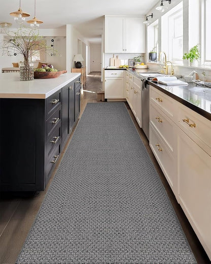 Color&Geometry Door Mat 2'2"x7'11" Runner Rug with Rubber Backing, Non Slip Washable Hallway Kitchen, Carpet Runners for Hallway Living Room Bedroom, Light Grey (Rolled-up NO Creases)