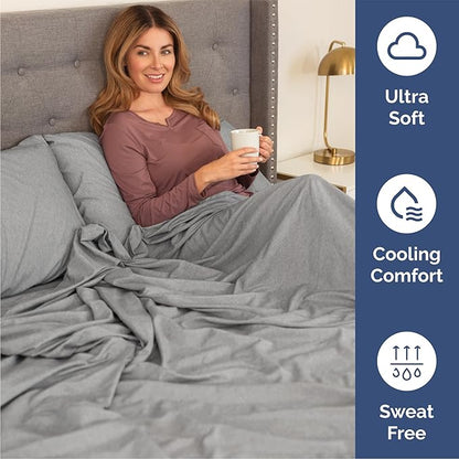 Queen 6 Piece Sheet Set - Cooling & Breathable - Hotel Luxury Bedding, Includes Fitted Sheet for Women, Men, Kids & Teens - 1 Flat, 1 Fitted Sheet, 4 Pillowcases w/Deep Pockets - Heathered Grey