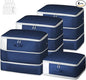 Comforter Storage Bag - Large Capacity Blanket Storage Bags 3-Layer Ultra Space Saving Self Compression Organizer, Washable Compression Bags for Storage Comforter Blanket, 4-Pack, Navy Blue