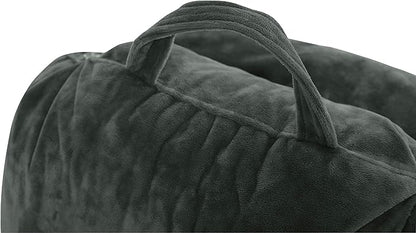 Husband Pillow Medium Dark Green, Backrest Kids, Teens, Petite Adults - Reading Pillows with Arms, Adjustable Loft, Plush Memory Foam, Bed Rest Chair Sitting Up, Detach Neck Roll, Removable Cover