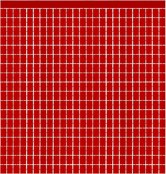 GOER Red Party Backdrop Metallic Tinsel Foil Fringe Curtains Photo Booth Props for New Year's Eve Graduation Bachelorette Birthday Casino Theme Party Holiday Celebration Party Decorations