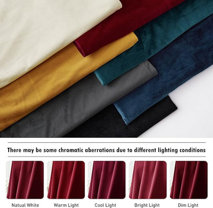 RYB HOME Red Velvet Curtains for Bedroom 90 inches - Light & Heat Block Back Tabs Window Treatment Energy Efficient Privacy Protection Drapes for Farmhouse, Living Room, Ruby Red, W52 x L90, 2 Panels