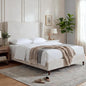 Harper Upholstered Bed with 54" Tall Headboard - Wingback Chenille Platform Bed Frame, Solid Wood Feet, Sturdy Metal Base, Easy Assembly (Textured Ivory, Queen (U.S. Standard))