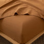MooMee Fitted Bottom Sheet Only 100% Washed Cotton Linen Like Textured Breathable Durable Soft Comfy Deep Pocket Fits Mattress up to 17" (Dark Orange, Twin)