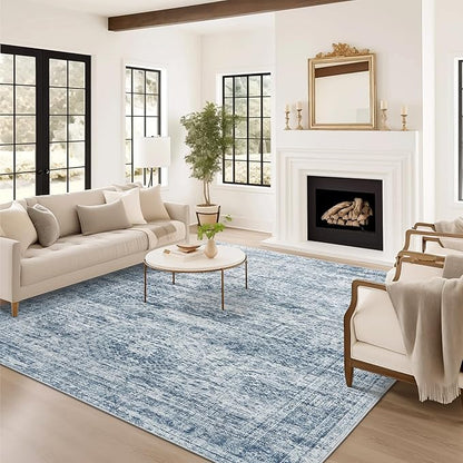 6x9 Area Rug for Living Room Washable 6x9 Non-Slip Modern Rugs for Bedroom Dinning Room Ultra-Thin Indoor Blue