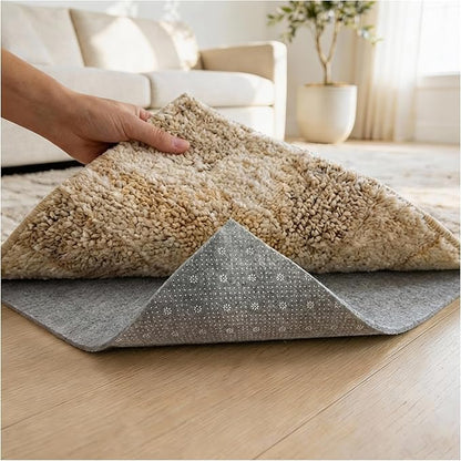 Felt Rug Pad with Gripper Dots, 2x8 Ft Non-Slip Rug Underpad with PVC Backing, 1/6" Thick Cushioned Carpet Pad Gripper for Hardwood Floors, Vinyl & Tile, Under Rug Padding Floor Protection