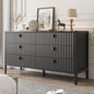 6 Drawer Dresser, Modern Chest of Drawers for Bedroom, Wood Fluted Dresser Organizer with Deep Drawers for Clothes, Nightstand for Bedroom, Hallway, Living Room, Entryway, Black