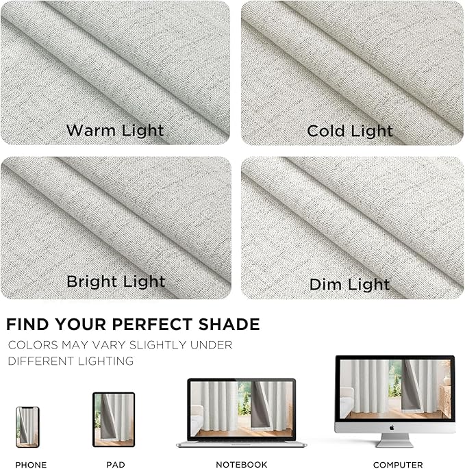 Joydeco Blackout Curtains for Bedroom - 72 Inch Long 100% Light Blocking 2 Panels Set White Drapes, Thermal Insulated Room Darkening Curtains, Linen Textured for Living Room, Rod Pocket & Back Tabs