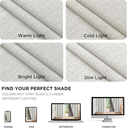 Joydeco Linen Blackout Curtains for Bedroom - 100% Light Blocking 1 Panels, White Drapes 100" W x 96" L, Thermal Insulated Room Darkening Curtains for Living Room, Rod Pocket & Back Tabs