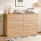 6 Drawer Dresser,47" Wide Mid Century Chest of Drawers,Wooden Bedroom Drawer Dresser with 6 Storage Drawers for Bedroom,Living Room,with Anti-Tipping Device,Natural