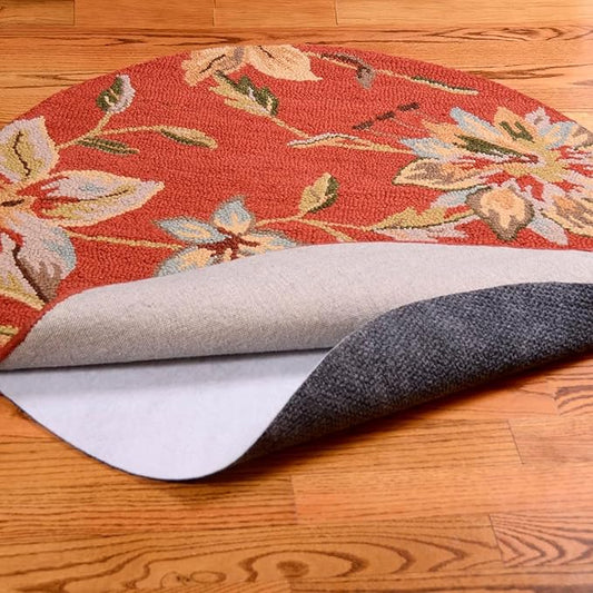 8' Round Non-Slip Rug Pad, Reversible Gripper, Non Skid Pads for Hardwood, Vinyl, Tile, Laminate Floors, Keep Area Rugs Secure, Natural Materials Safe for Indoor Flooring, ¼” Thick
