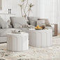 Nesting Coffee Table Set of 2, Modern Coffee Tables, Space-Saving Round Circle Coffee Tables, Side End Table for Living Room, Bedroom, Balcony, Office, White