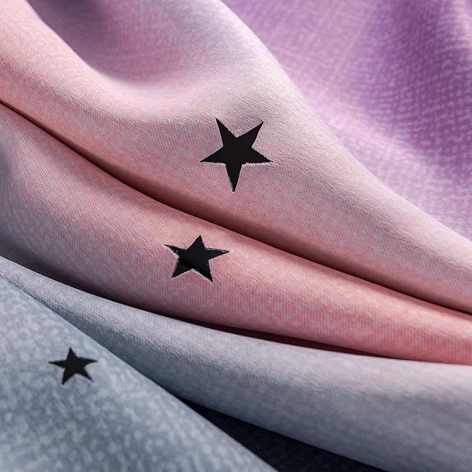 XiDi Curtains for Bedroom Decor, Rainbow GreyPinkPu-34-96