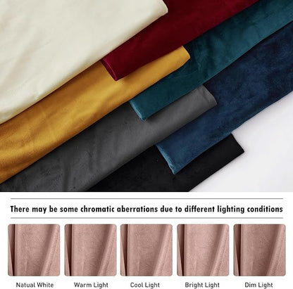 RYB HOME Rose Pink Velvet Curtains 102 inches, Back Tab Soft Fabric Room Darkening Thermal Insulated Luxurious Home Decor Curtains for Living Room Bedroom, W 52" x L 102", 2 Panels Set