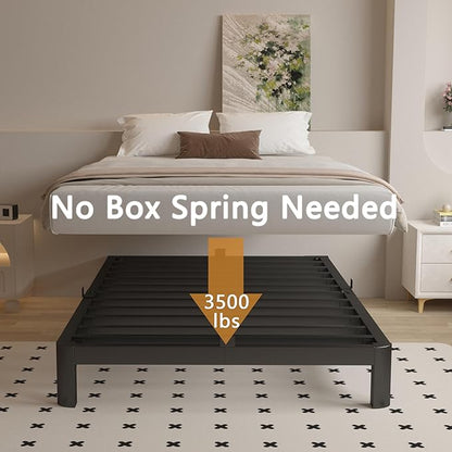 4 Inch Twin Bed Frames with Metal Baffles, Black Bed Frame Twin Size No Box Spring Needed, Rounded Corner Legs, Heavy Duty Steel Platform Support, Reserved Holes, Noise Free, Easy Assembly