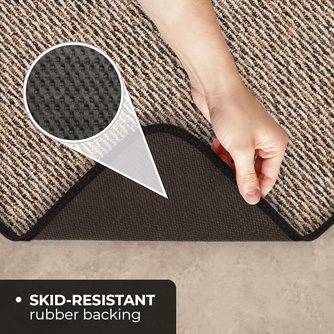 House, Home and More Skid-Resistant Carpet Indoor Area Rug Floor Mat - Black Ripple - 6 Ft X 8 Ft - Non Slip Rubber Backing, Stain Resistant, Dog Friendly, Living Room Bedroom Kitchen Entryway