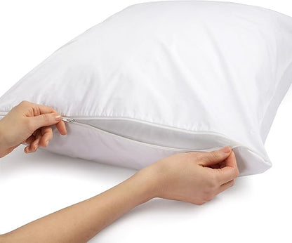 Amazon Basics Body Pillow Pillowcase with Zipper, 100% Cotton Hypoallergenic, Pillow Protector, White (55 x 21 Inches), Pillows Not Included