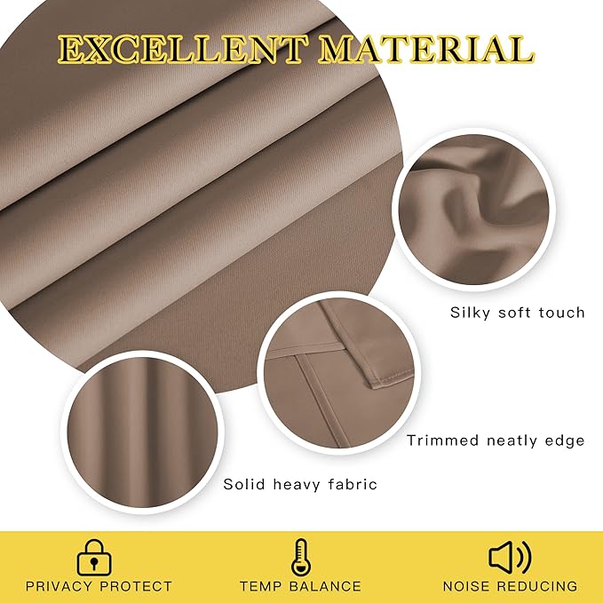 NICETOWN Blackout Doorway Curtain 80 inches Long for Bedroom - Grommet Light & Heat Blocking Window Treatments Sound Reducing Drapes for Living Room (1 Panel, W46 x L80, Cappuccino)