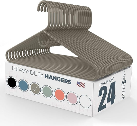 Neaties Heavy Duty Clothes Hangers 20 Pack (24 Count) – Made in The USA – 8lb Capacity Plastic Hangers for Adult Clothing – Durable for Pants, Coats, Jackets, or Jeans – Gray