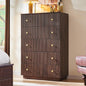 Fluted Dresser for Bedroom, 5 Drawer Dressers, Wood Tall Dresser Storage Organizer, Chest of Drawers with Deep Storage, Modern Bedroom Chest for Closet Hallway, Entryway, Living Room,Brown