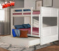 Upgraded Version Best Full Over Full Bunk Bed with Trundle, Thicken Solid Wood Full Size Bunk Bed, Bunkbed Frame Full Over Full, Convertible to 2 Beds, Easy Assembly for Adults (White)