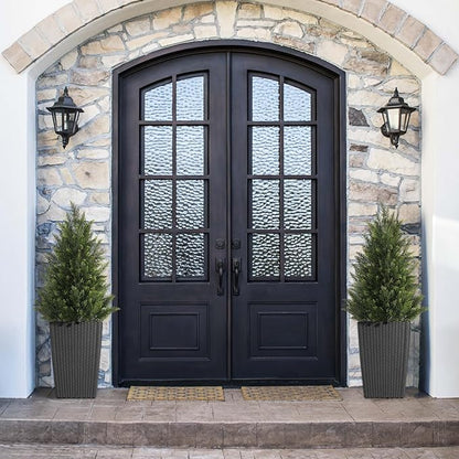 Outdoor Artificial Cedar Topiary Tree, Faux Evergreen Shrubs for Front Porch Decor, Lifelike Fake Bushes Plants for Home Living Room Front Door Decor (2, 3ft)