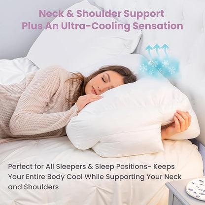 Wife Pillow - Insert Topper Only, Firm Cooling Gel / 80D Memory Foam Topper for Pillow That Stays Cold. Thin for Stomach Sleeper. Ergonomic, Neck U Shaped Cutout. Firm High-Density Layer Support