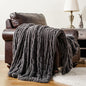 BATTILO HOME Luxury Faux Fur Blanket for Couch, Double Side Ruched Rabbit Fur Blanket Supper Soft Throw Blankets for Bed, Cozy Blanket, 50“x60