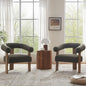 VKNOW Accent Chair Living Room Chairs Set of 2, Modern Upholstered Arm Chair with Solid Wood Legs, Comfy Barrel Accent Chairs for Living Room, Bedroom, Green