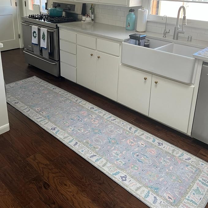 Fame Rugs Lavender Modern Oushak Rug 2'6"x13, Vintage Turkish Colorful Oriental Antique Inspired Long Runner Rugs, Luxury Living Room Bedroom (386PBL, 2'6" x 13')