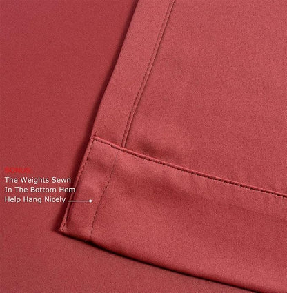 MIUCO Room Darkening Grommet Thermal Insulated Blackout Window Curtains Panels for Bedroom Set of 2 52x95 Inch Burgundy, Bonus 2 Tie Backs Included