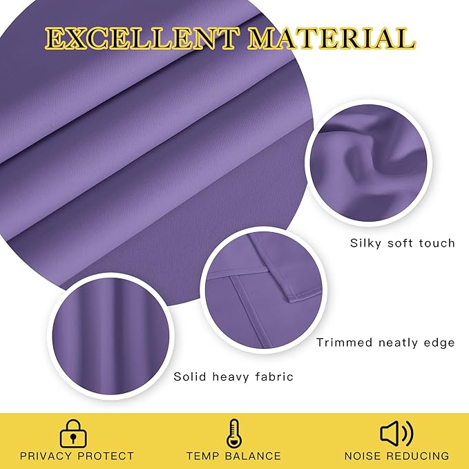 NICETOWN Patio Door Curtain Sound Blocking, Bedroom Privacy Room Divider Curtain, Thermal Insulated Blackout Closet Sliding Door Shade (1 Panel, 100" Wide x 120" Long, Lilac Purple)