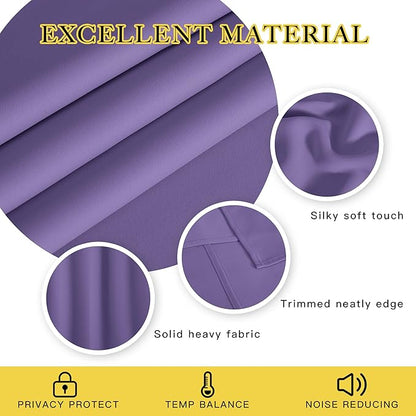 NICETOWN Blackout 108 inch Curtains for Sliding Glass Door, Grommet Thermal Insulated Room Darkening Window Treatment Sound Reducing Drapes for Room Divider, 1 Panel, W52 x L108, Lilac Purple