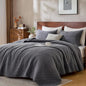 Twin Quilt Set with Sham Lightweight Quilted Bedspread Coverlet Thin Comforter Bed Cover Vintage Washed Quilted Blanket for All Season, Brushed Microfiber Diamond Stitching, Ash Gray, 66"x92"