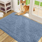 OLANLY Dog Door Mat for Muddy Paws 48x30, Absorbs Moisture and Dirt, Absorbent Non-Slip Washable Doormat, Quick Dry Chenille Mud Mat for Dogs, Entry Indoor Entryway Carpet for Inside Floor, Airy Blue