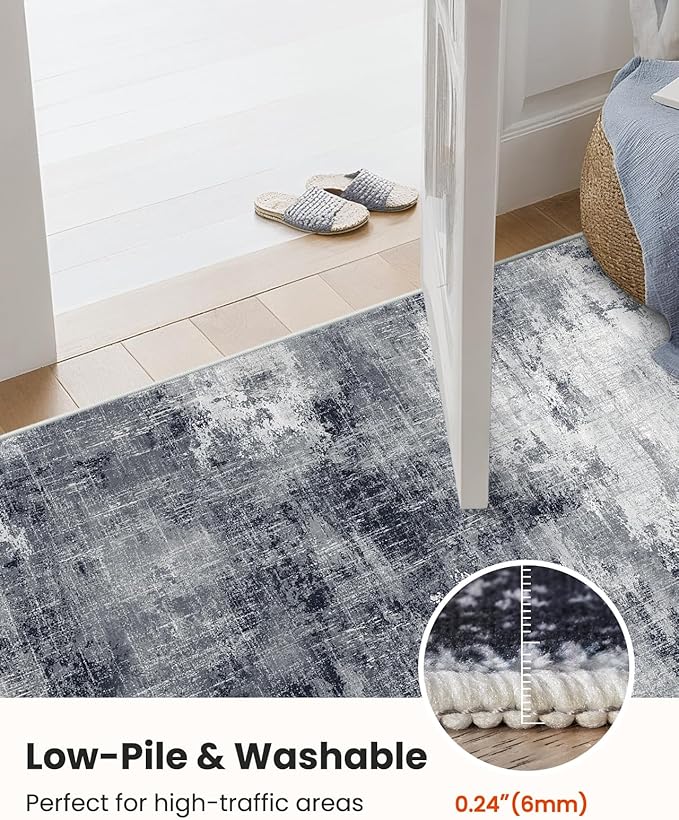 AMADA HOMEFURNISHING 9x12 Area Rugs for Living Room, Modern Large Area Rugs with Non-Slip Backing & Low Pile, Neutral Soft Washable Rug for Nursery, Bedroom, Dinning Room, Playroom, Grey