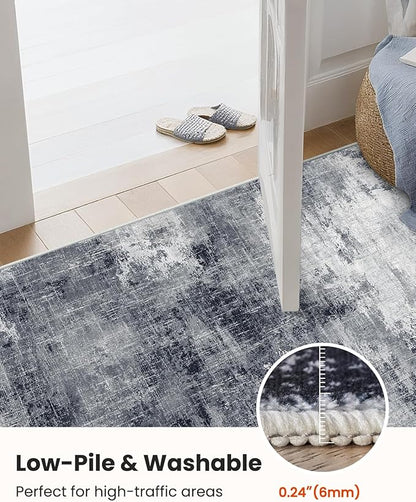 6x9 Area Rugs for Living Room, Modern Abstract Washable Rug with Non-Slip Backing & Low Pile Indoor Carpet for Nursery Room, Bedroom and Dinning Room, Grey