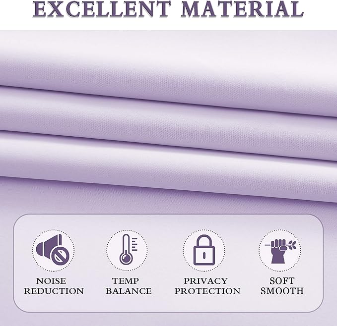 DONREN 96 Inches Long 2 Panels Blackout Curtain Panels for Bedroom - Rod Pocket Thermal Insulated Drapes for Living Room(Lavender Purple,52 W x 96 L)