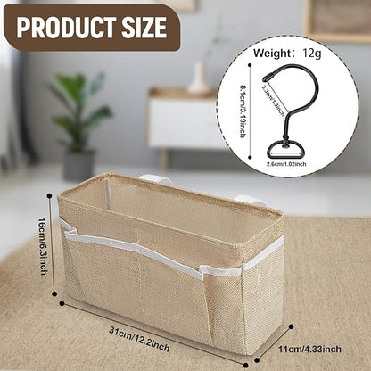 Bedside Caddy, bedside organizer, Hanging Organizers, Storage Bags with Self-adhesive on The Back to Hang Over Beds for Headboards, Bunk Bed, Car Seat Back Organizers (Upgraded Version Beige)