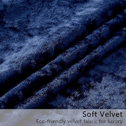 SMILETIME Navy Blue Crushed Velvet Curtains 52x84 inch Luxurious Thermal Insulated Soundproof Drapes for Living Room Bedroom Office Soft and Durable Light-Filtering Window Treatments, 2 Panels