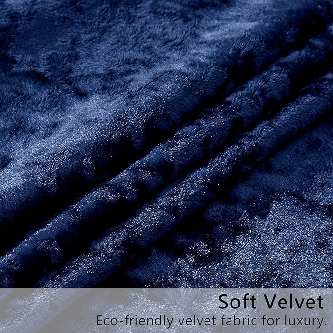 SMILETIME Navy Blue Crushed Velvet Curtains 52x108 inch Luxurious Thermal Insulated Soundproof Drapes for Living Room Bedroom Office Soft and Durable Light-Filtering Window Treatments, 2 Panels