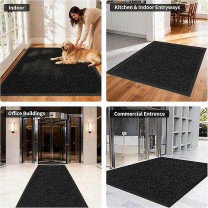 2ft x 18ft Front Door Mat Indoor Outdoor Entrance, Commercial Heavy Duty Entryway Matt, Non-Slip Rubber Backing Low Profile Doormat, Waterproof Dirt Trapper Welcome Mat for High Traffic Area