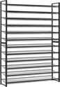 Shoe Rack, Long Shoe Organizer,Max Holds 75 Pairs,12 Tier Metal Shoe Storage Shelf,6-Tier Stackable Shoes Organizer for Garage, Entryway,Black