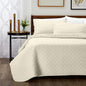 Cosy House Collection Luxury Rayon Derived from Bamboo 3-Piece Quilt Set - Ultra Soft Quilted Coverlet Bedspread - Classic Weave Stitch - Includes Quilt and 2 Pillow Shams (King/Cal King, Cream)