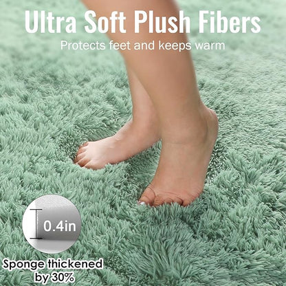 PAGISOFE Machine Washable Sage Green Rugs for Living Room, 5x7 Ft Shaggy Rug Plush Fuzzy Carpet for Bedroom,Green Kids Rug Home Decor Aesthetic,Non-Slip Floor Rugs for Nursery Decor Girl Boys Playroom