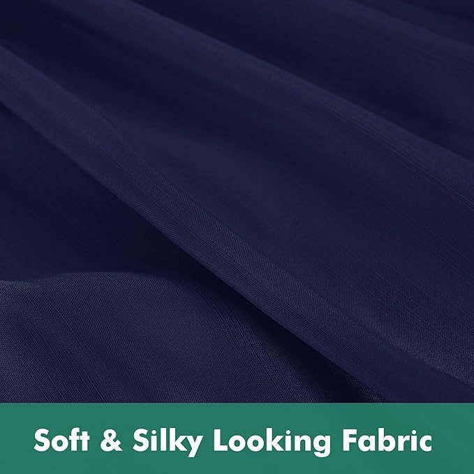 Biscaynebay Wrap Around Bed Skirts with Split Corners for Full Beds 17" Drop, Navy Elastic Dust Ruffles Easy Fit Wrinkle & Fade Resistant Silky Luxurious Fabric Solid Machine Washable