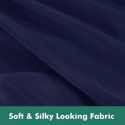 Biscaynebay Wrap Around Bed Skirts with Split Corners for Queen Beds 18" Drop, Navy Adjustable Elastic Dust Ruffles Easy Fit Wrinkle Resistant Silky Luxurious Fabric Machine Washable