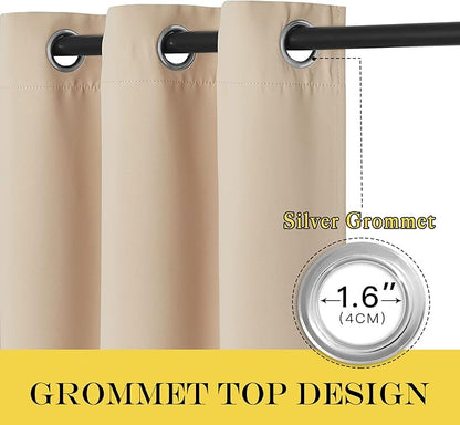 NICETOWN Blackout Drapery Curtain Panel - Window Treatment Thermal Insulated Solid Grommet Blackout Curtain/Panel/Drape for Bedroom (Biscotti Beige, 1 Panel, 52 by 72 inches)