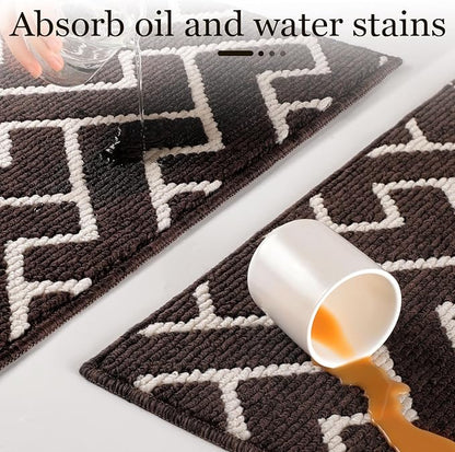 hicorfe Indoor Doormat,Front Back Door Mat Rubber Backing Non Slip Door Mats 24"x35" Absorbent Resist Dirt Entrance Doormat Inside Floor Mats for Entryway Washable Low-Profile(Light Brown)